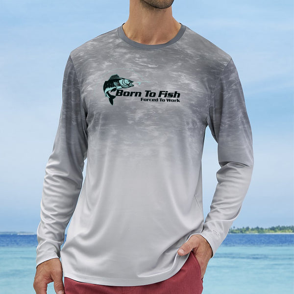 Born To Fish Montauk 229 Ocean Fade Microfiber Performance Long Sleeve T-Shirt