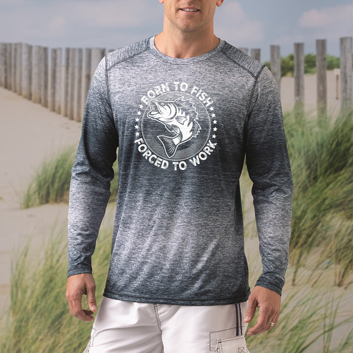 Born To Fish Mirage 234 Ombre Color Microfiber Performance Long Sleeve T-Shirt